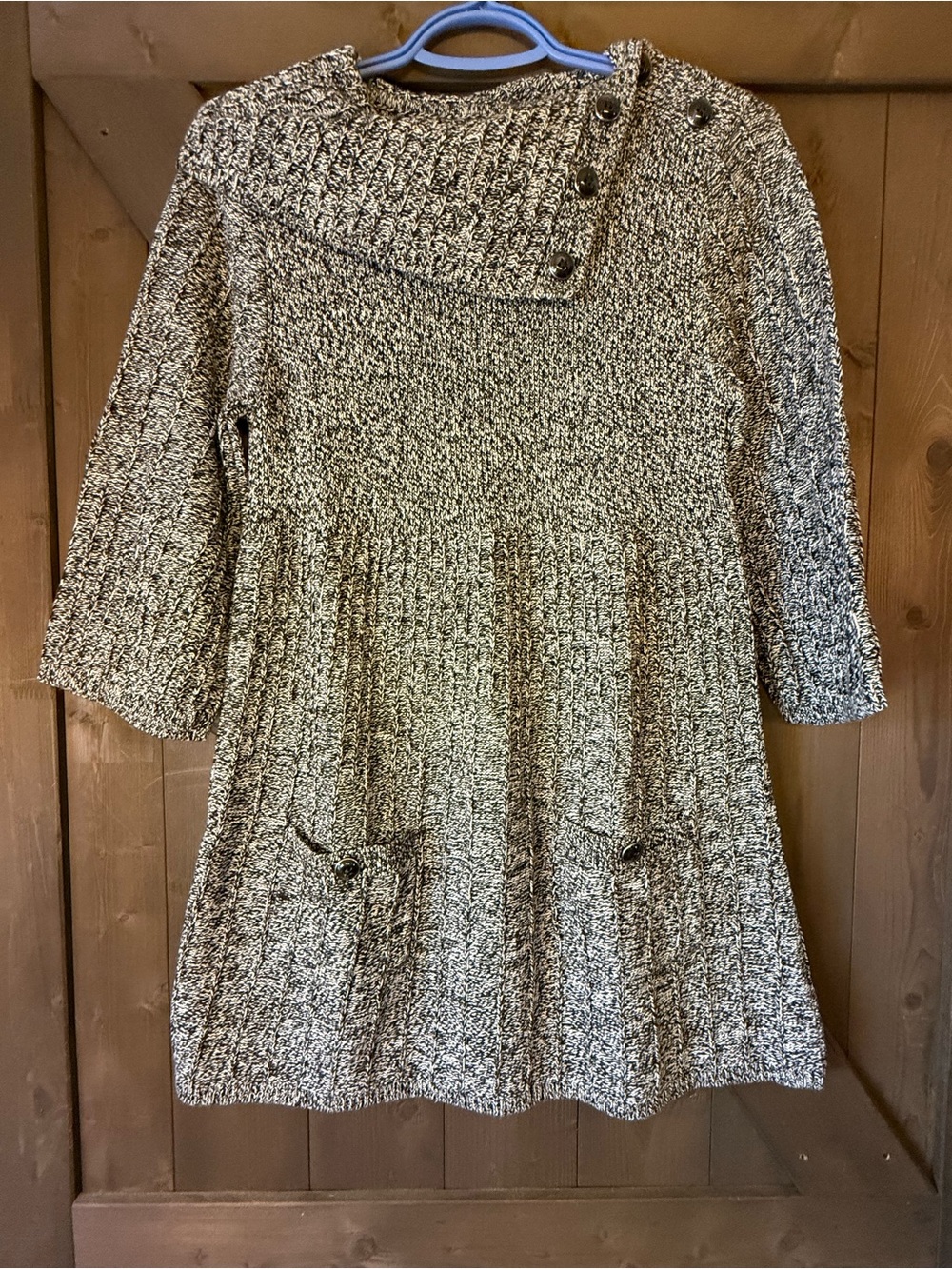 Style & Co. Black and White Knit Tunic with Button Detail